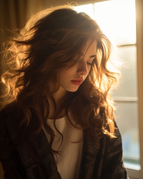 唯美窗边意境逆光美女写真图片